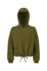 Load image into Gallery viewer, Ladies&#39; Cropped Oversize Hooded Sweatshirt
